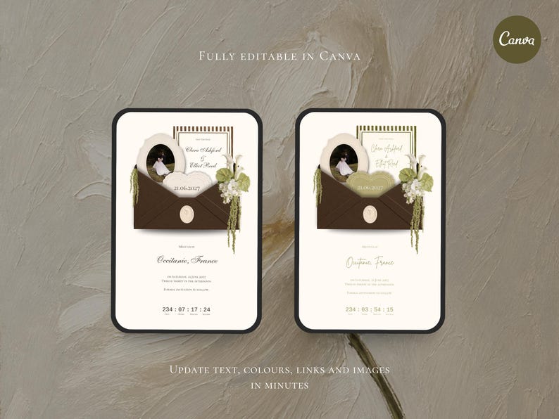 Brown and Ivory Save the Date Website Template Wedding Invitation with RSVP