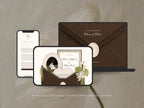 Brown and Ivory Save the Date Website Template Wedding Invitation with RSVP