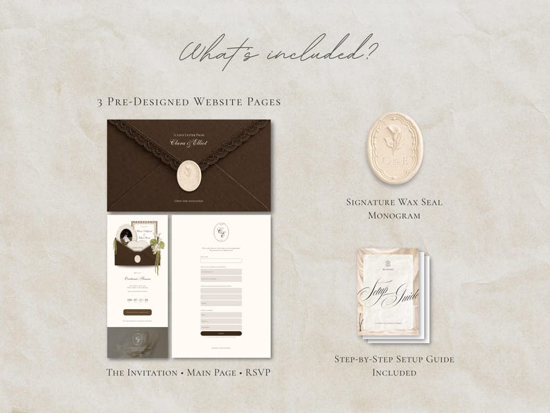 Brown and Ivory Save the Date Website Template Wedding Invitation with RSVP