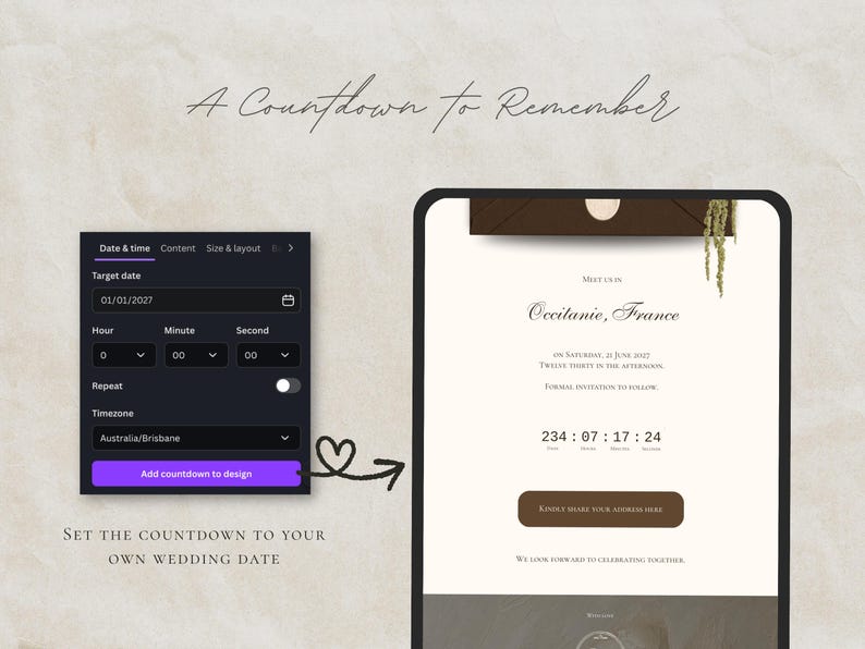Brown and Ivory Save the Date Website Template Wedding Invitation with RSVP