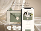 Save the Date Website Template  Sage & Lace Invitation with RSVP