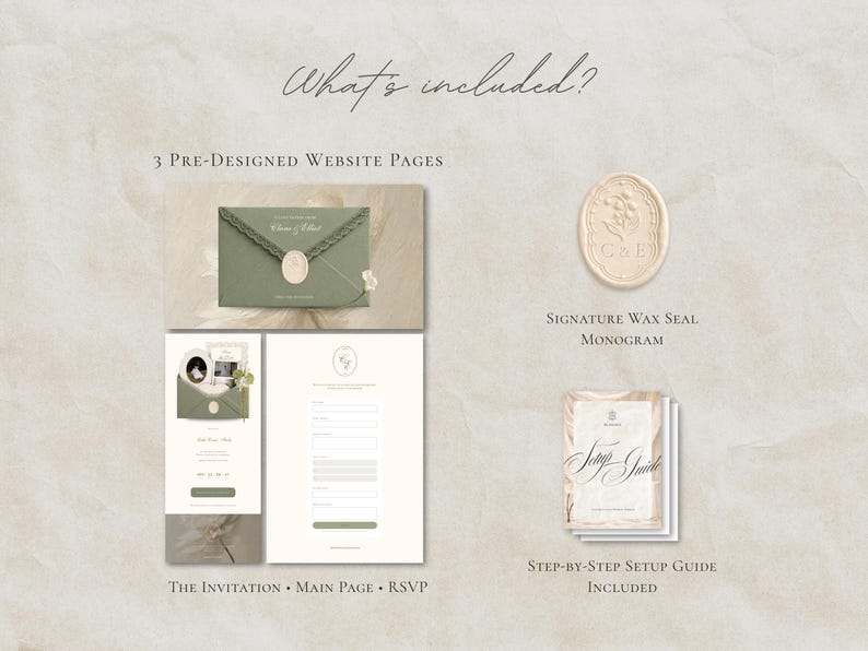 Save the Date Website Template  Sage & Lace Invitation with RSVP