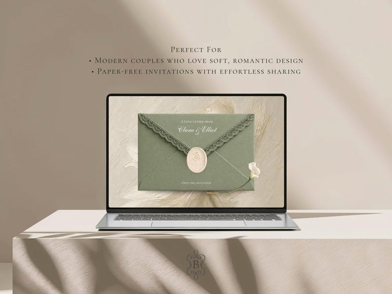 Save the Date Website Template  Sage & Lace Invitation with RSVP