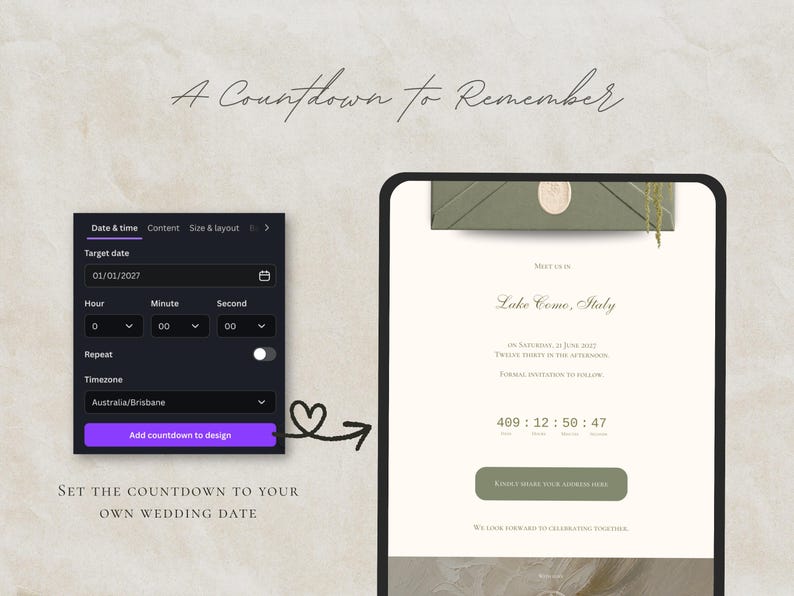 Save the Date Website Template  Sage & Lace Invitation with RSVP