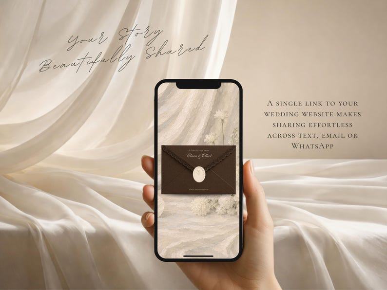 Wedding Website Template Canva Brown and Ivory Invitation with RSVP