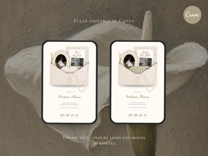 Pearl & Ivory Save the Date Website Template Wedding Invitation with RSVP