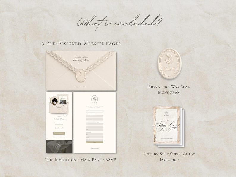 Pearl & Ivory Save the Date Website Template Wedding Invitation with RSVP