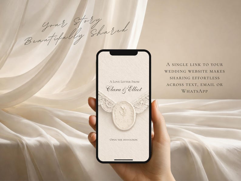 Pearl & Ivory Save the Date Website Template Wedding Invitation with RSVP