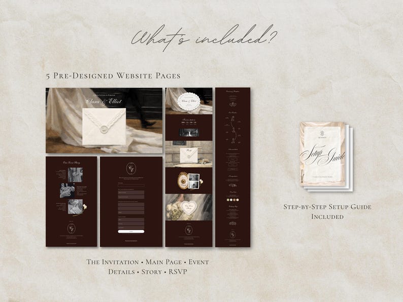 Wedding Website Template Canva Green & Burgundy Invitation with RSVP